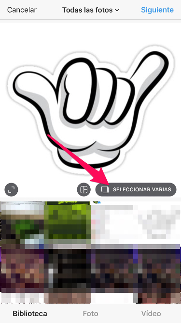Seleccionar varias fotos a Instagram 1