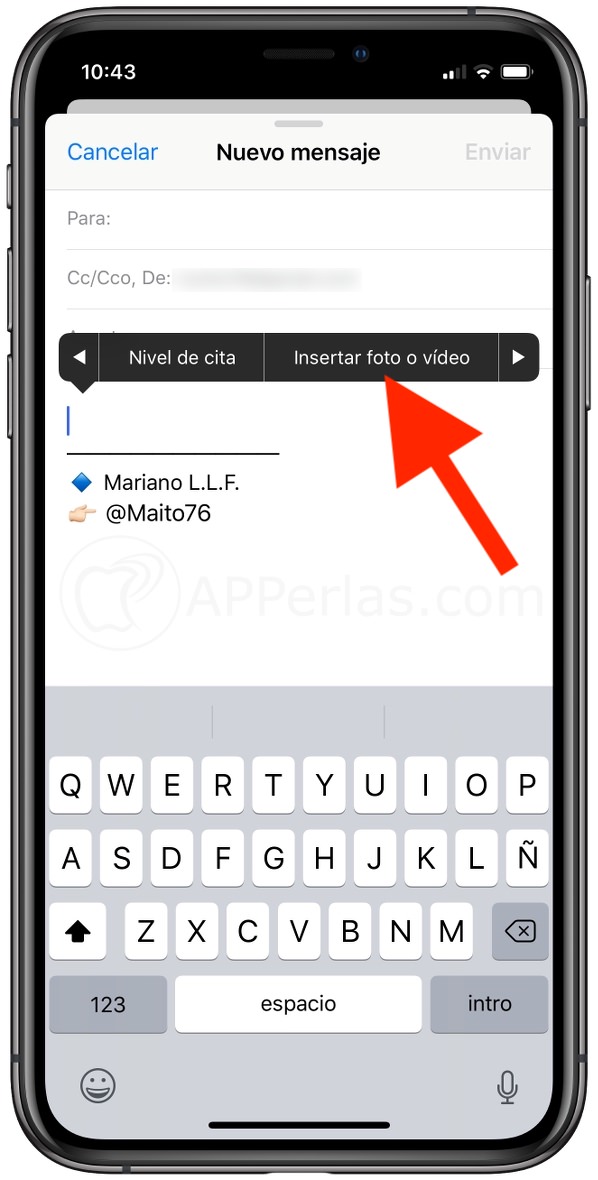 Insertar foto o vídeo en mail Insertar foto o vídeo en mail