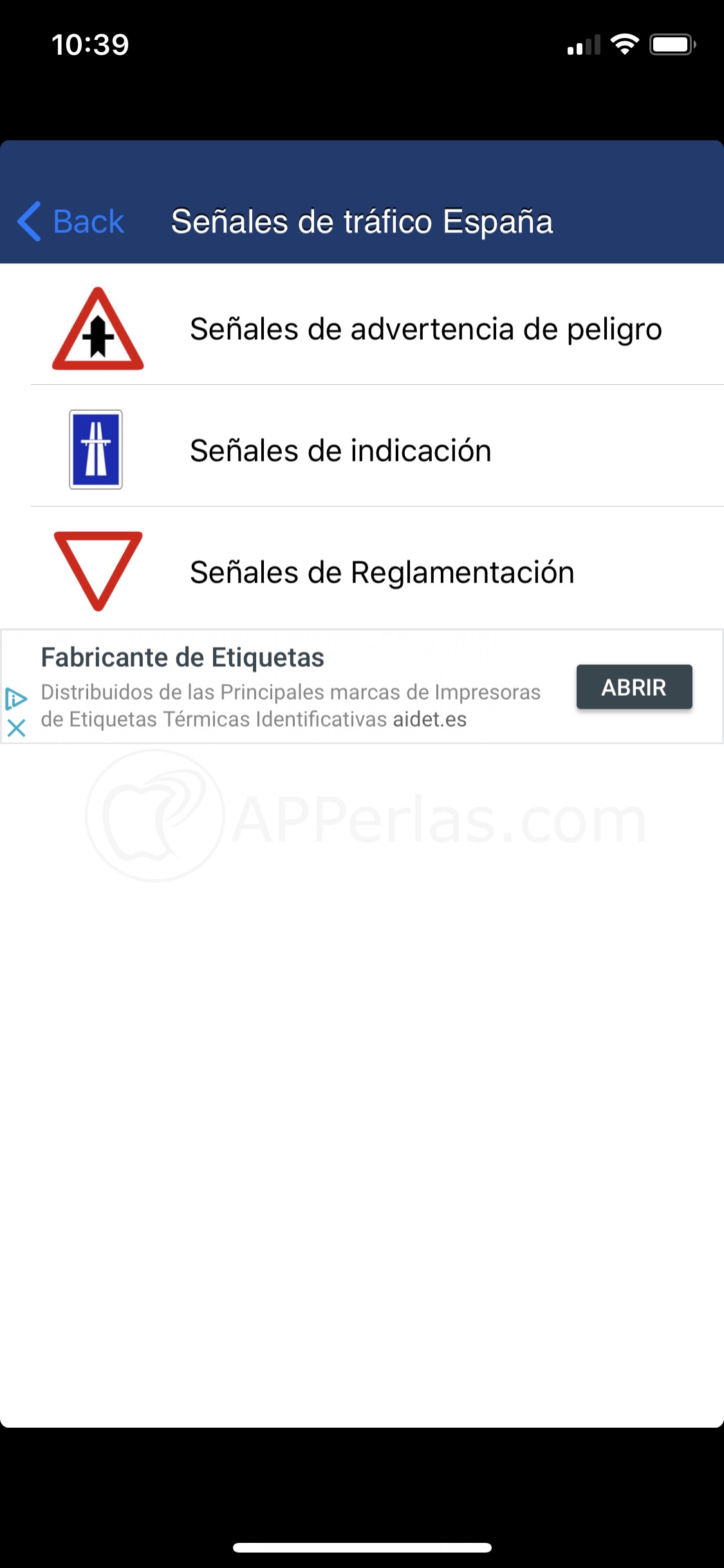 Elige la categoría de señales que quieres estudiar Elige la categoría de señales que quieres estudiar