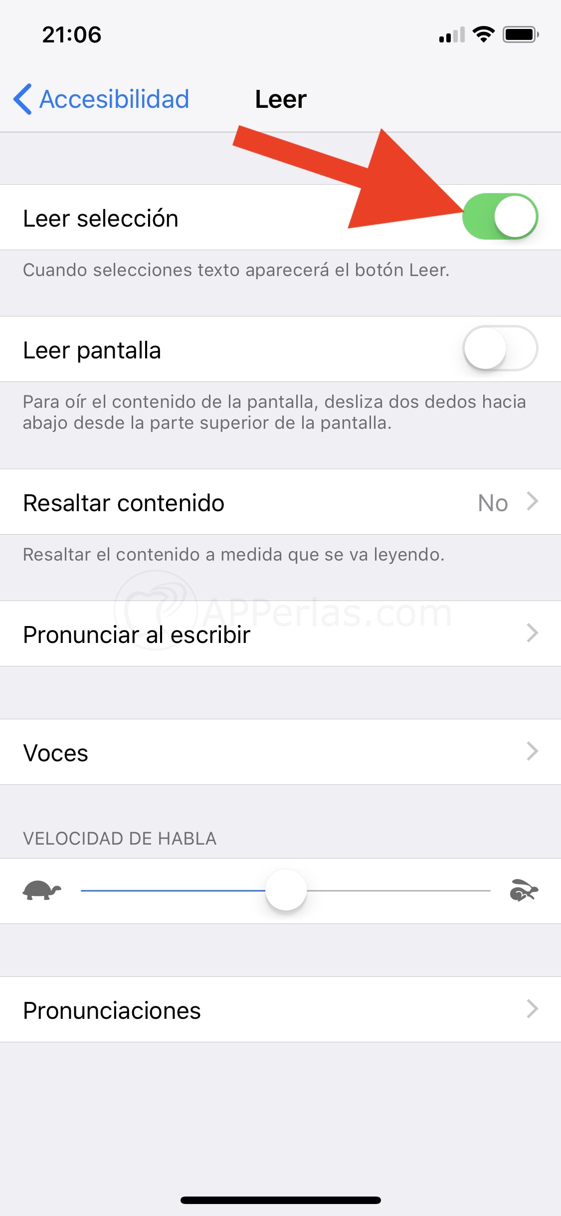 Leer selección en iOS