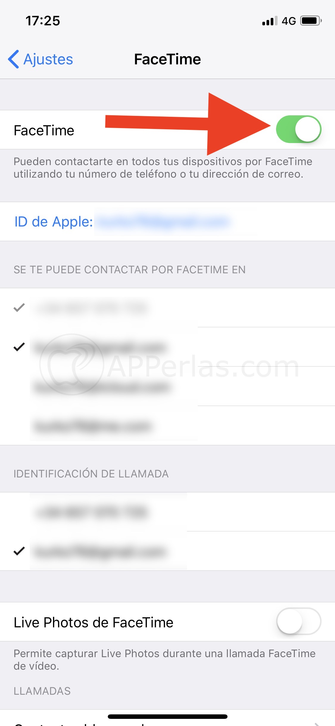 Activa el FACETIME Activa el FACETIME