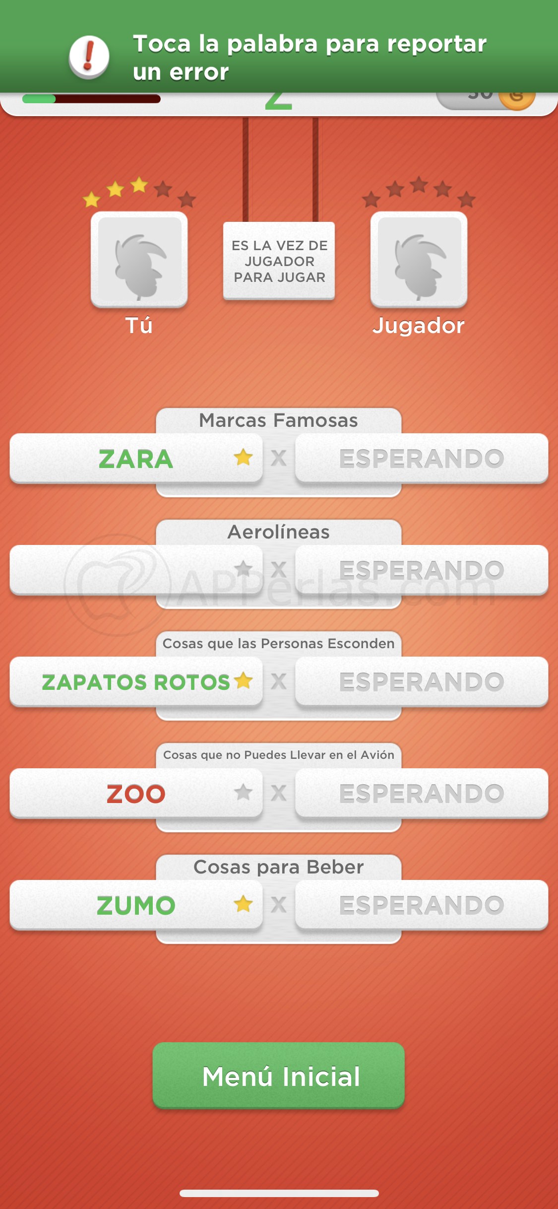 Partida de Stop, finalizada Partida de Stop, finalizada