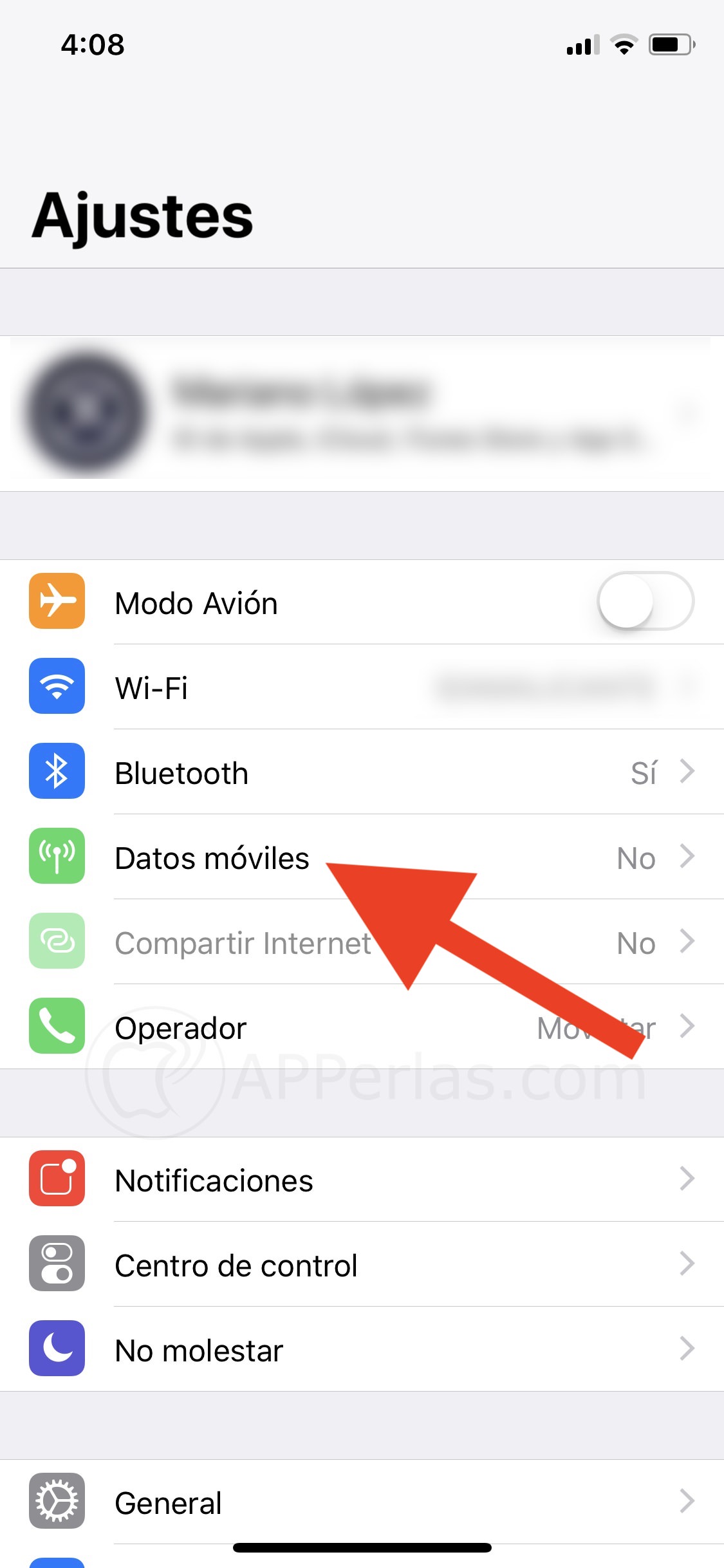 Ajustes de datos móviles Ajustes de datos móviles