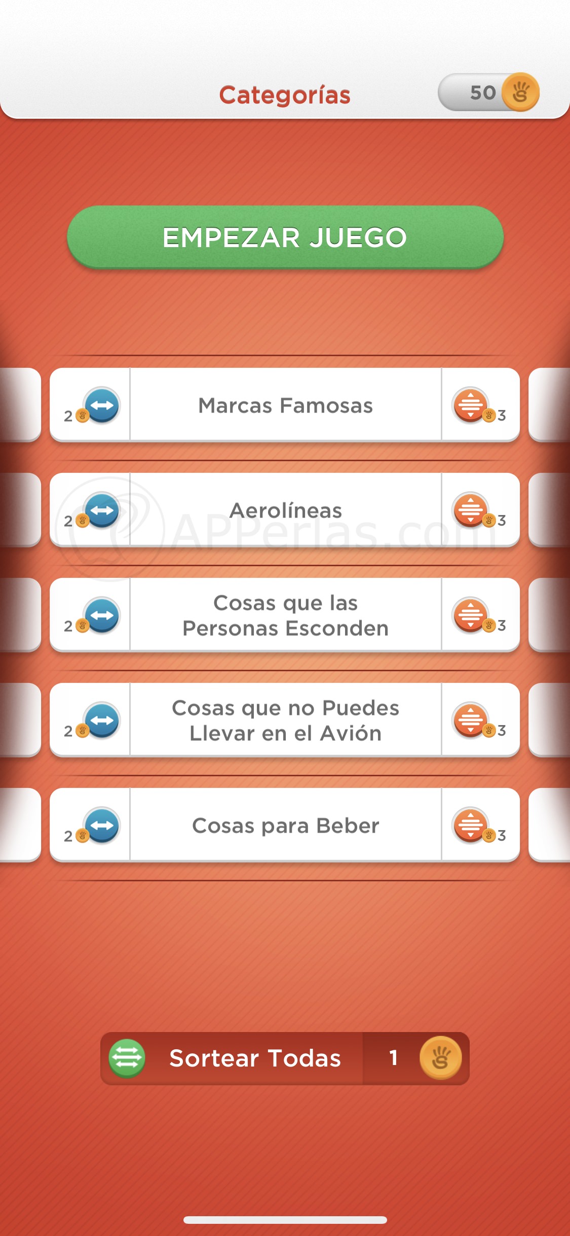 Elige las categorías Elige las categorías