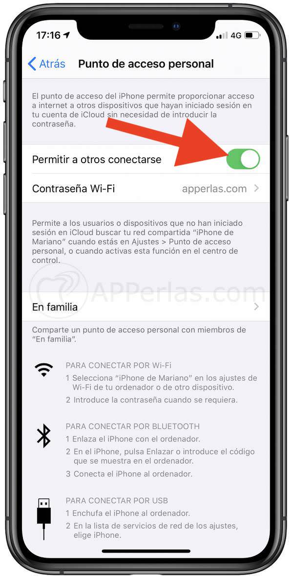 Permite a otros conectarse a tus datos móviles Permite a otros conectarse a tus datos móviles