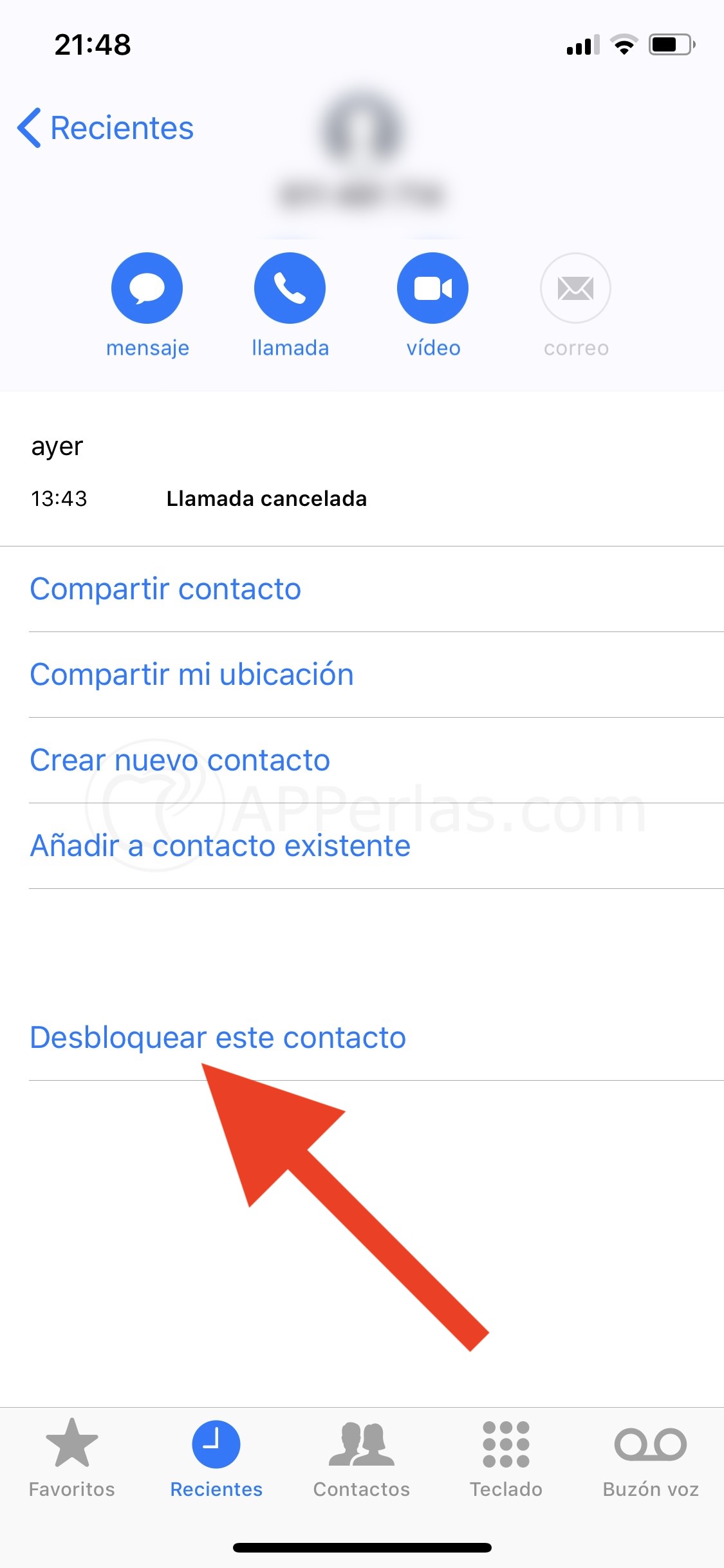 Desbloquea el número de teléfono