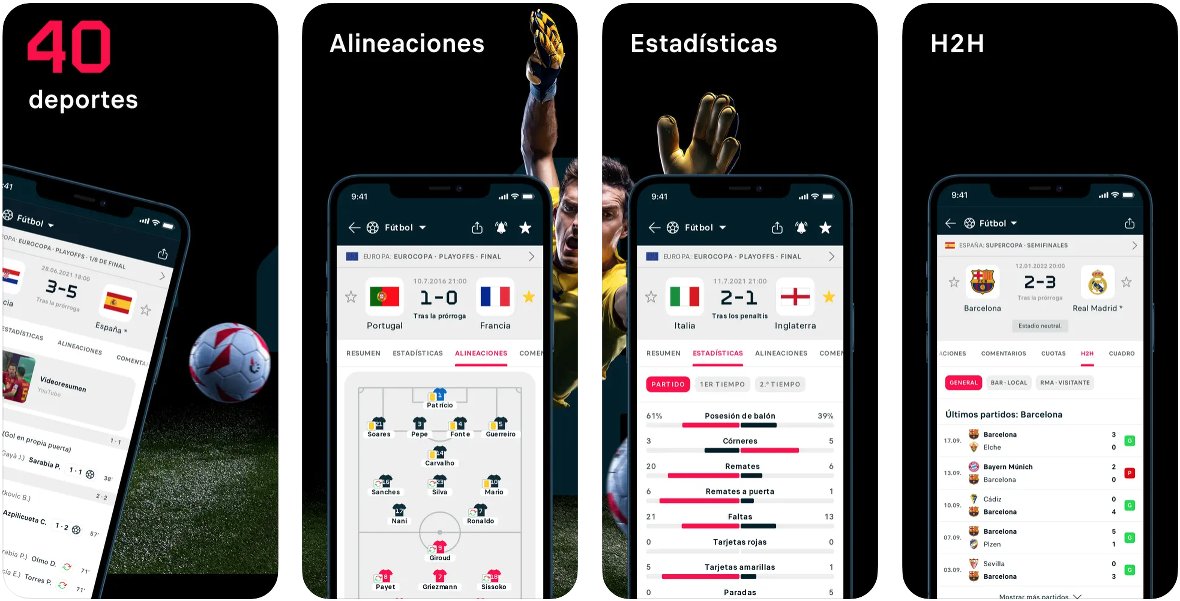 Interfaz de esta app de resultados deportivos Interfaz de esta app de resultados deportivos