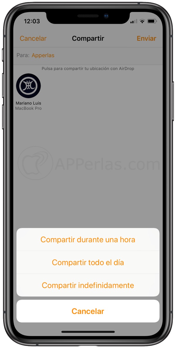 Elige cuanto tiempo compartir tu localización con un contacto Elige cuanto tiempo compartir tu localización con un contacto