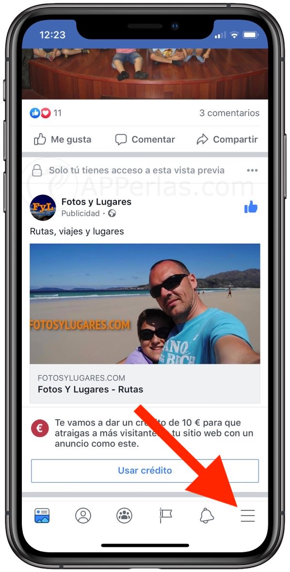 Accede a la configuración de Facebook Accede a la configuración de Facebook