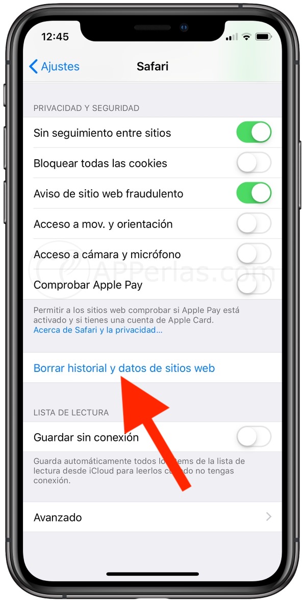 Borrar cookies e historial de Safari Borrar cookies e historial de Safari