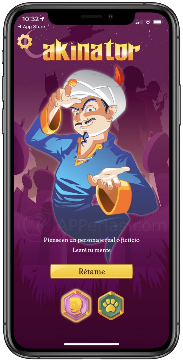Pantalla principal de Akinator Pantalla principal de Akinator