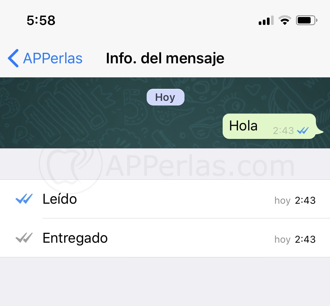 Hora en que se ha leído un WhatsApp