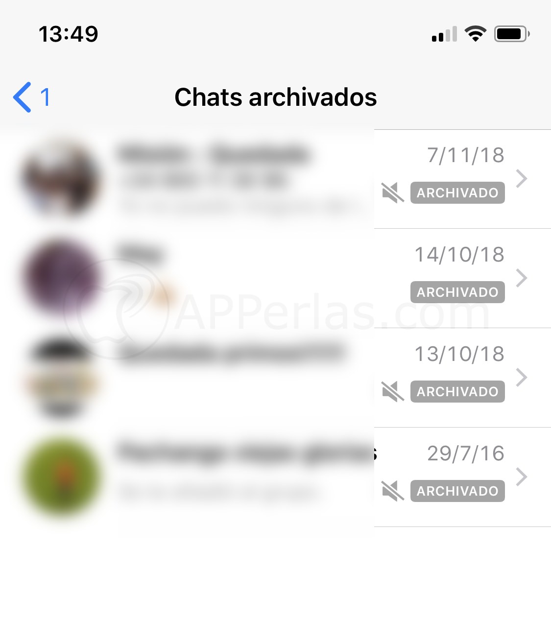 Lugar donde están los chats archivados Lugar donde están los chats archivados