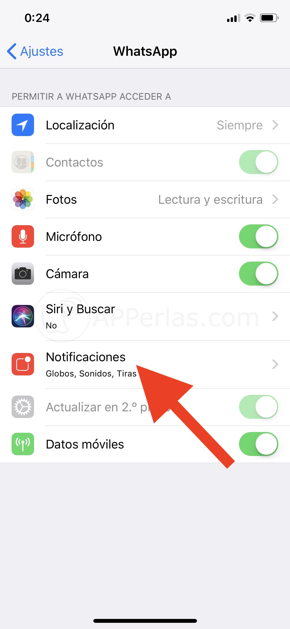 Ajustes de notificaciones de Whatsapp Ajustes de notificaciones de Whatsapp