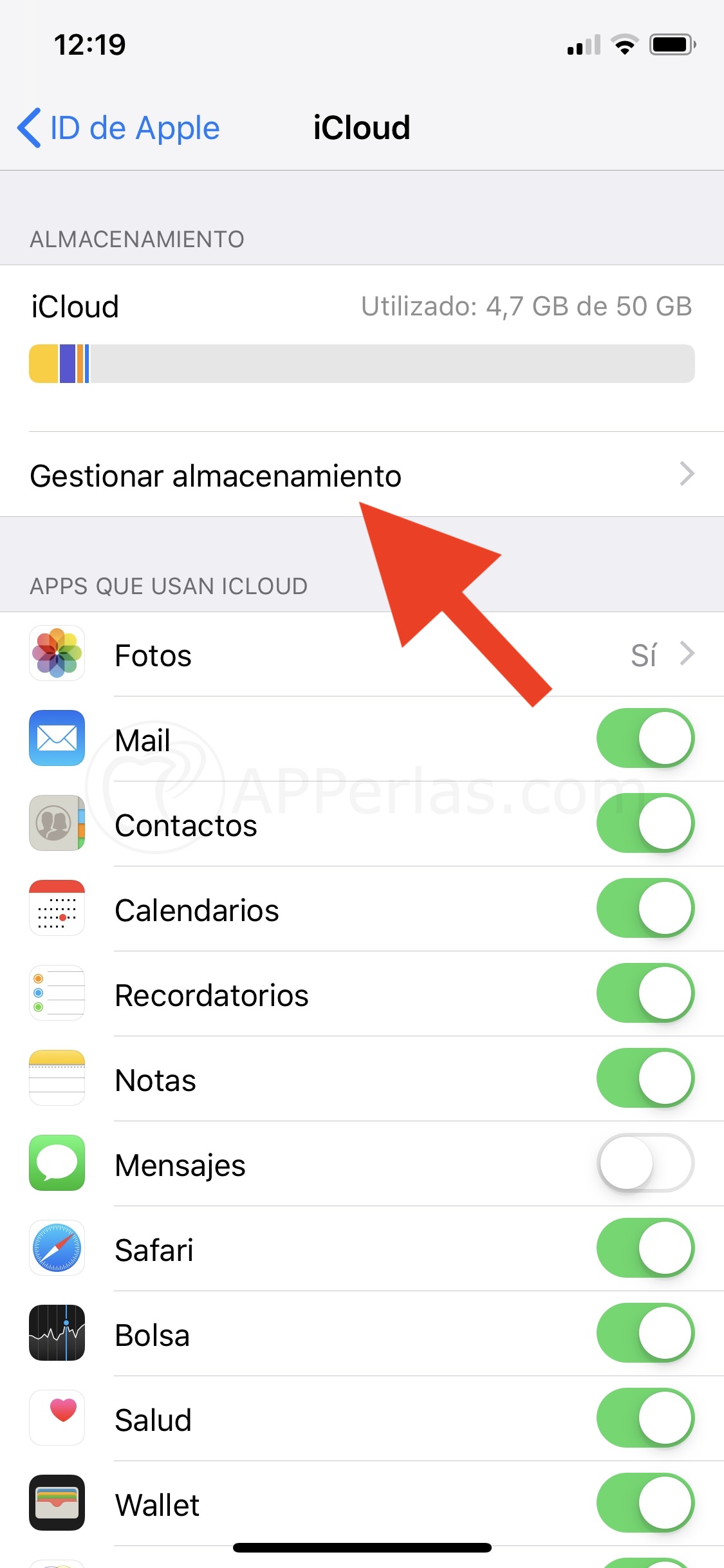 Espacio de almacenamiento de iCloud Espacio de almacenamiento de iCloud