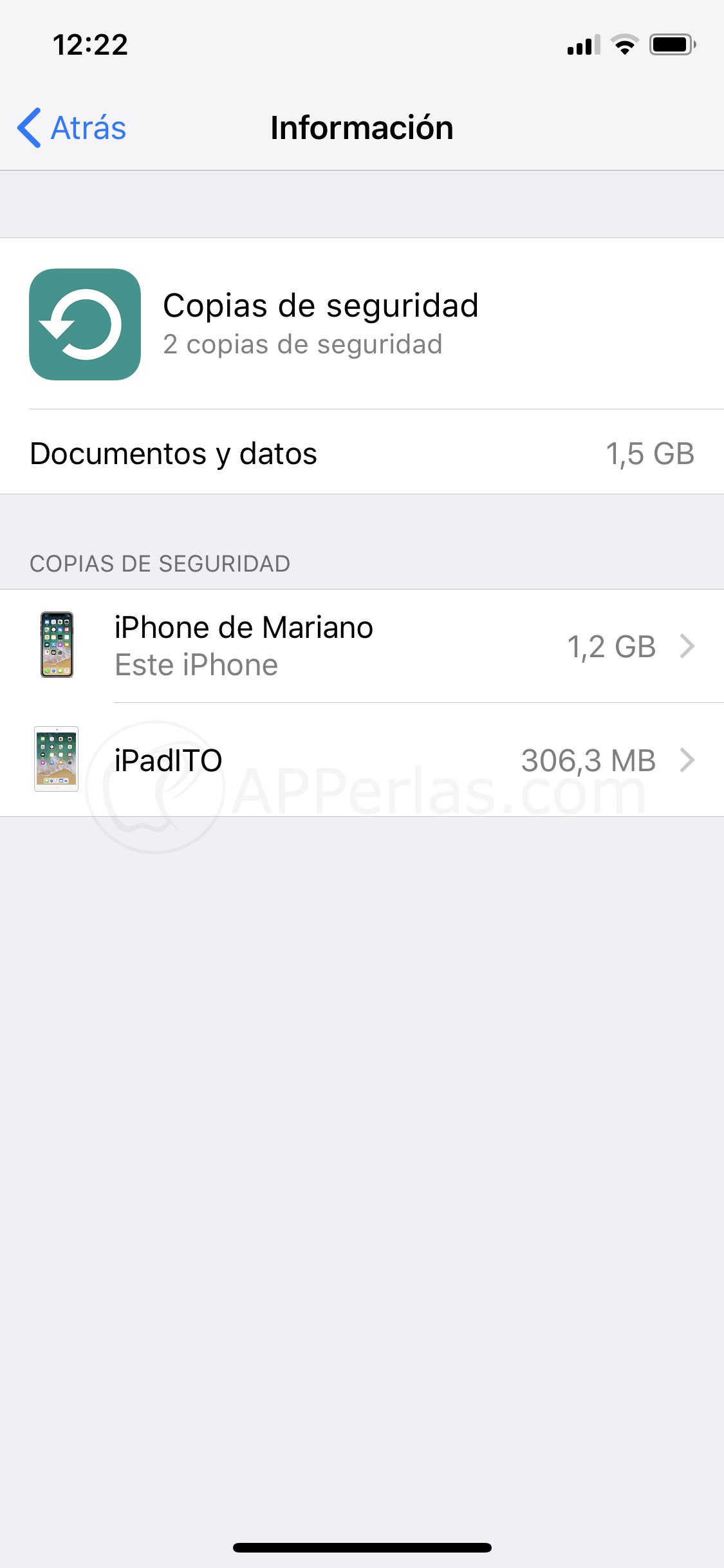 Dispositivos con copia de seguridad en iCloud Dispositivos con copia de seguridad en iCloud