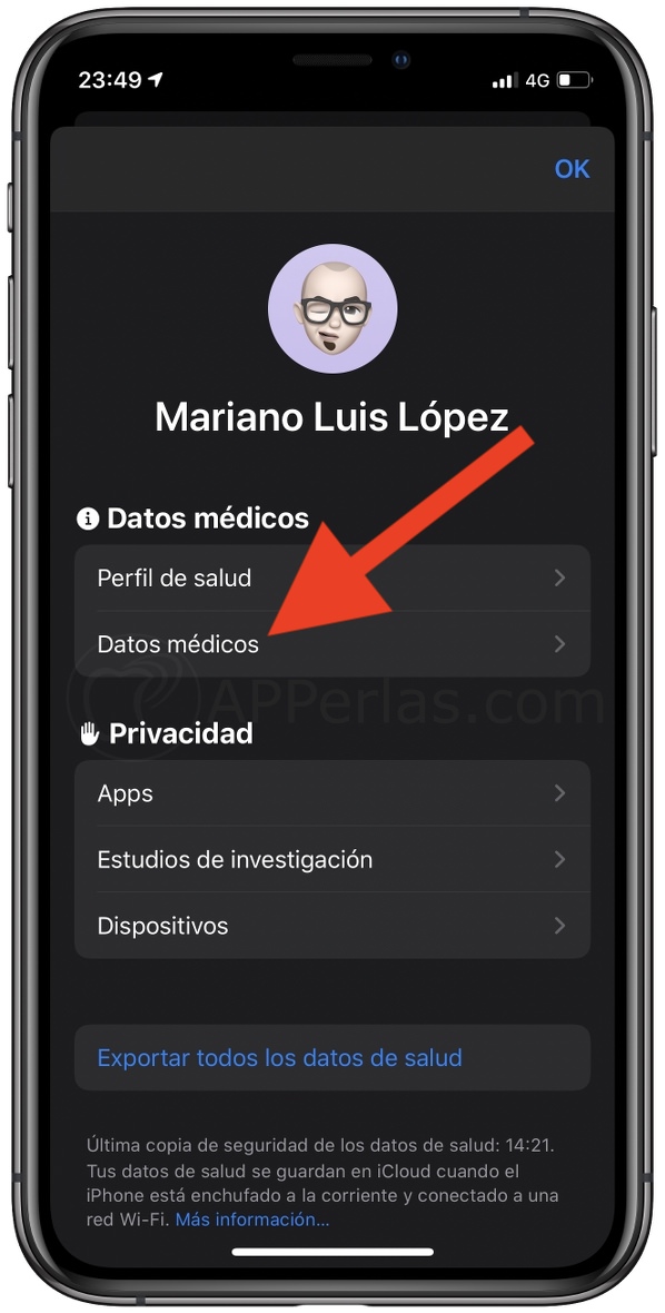 Pulsa en Datos médicos Pulsa en Datos médicos