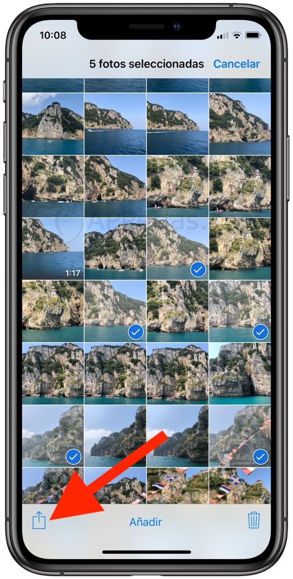 Selecciona todas las fotos que desees enviar Selecciona todas las fotos que desees enviar