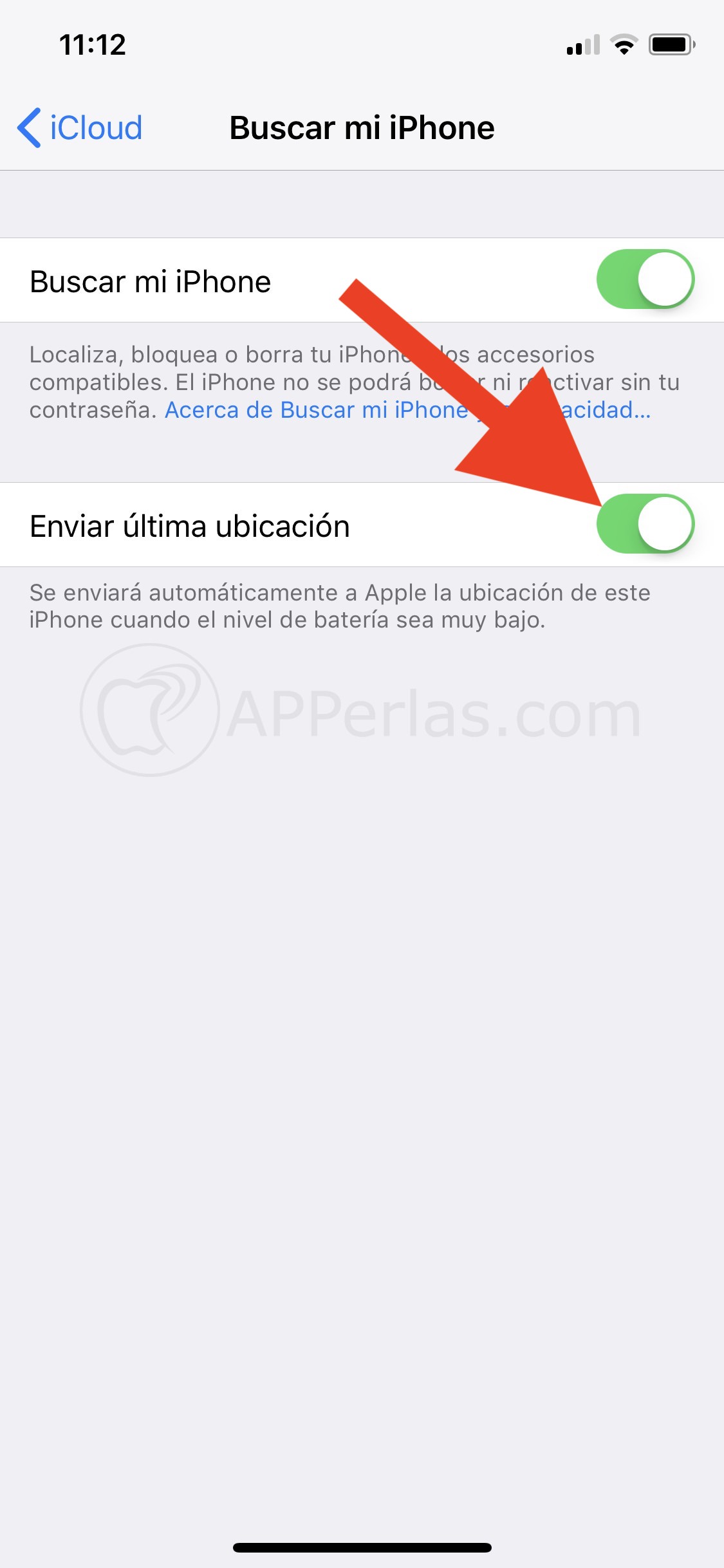 Activa el enviar la última ubicación del iPhone Activa el enviar la última ubicación del iPhone