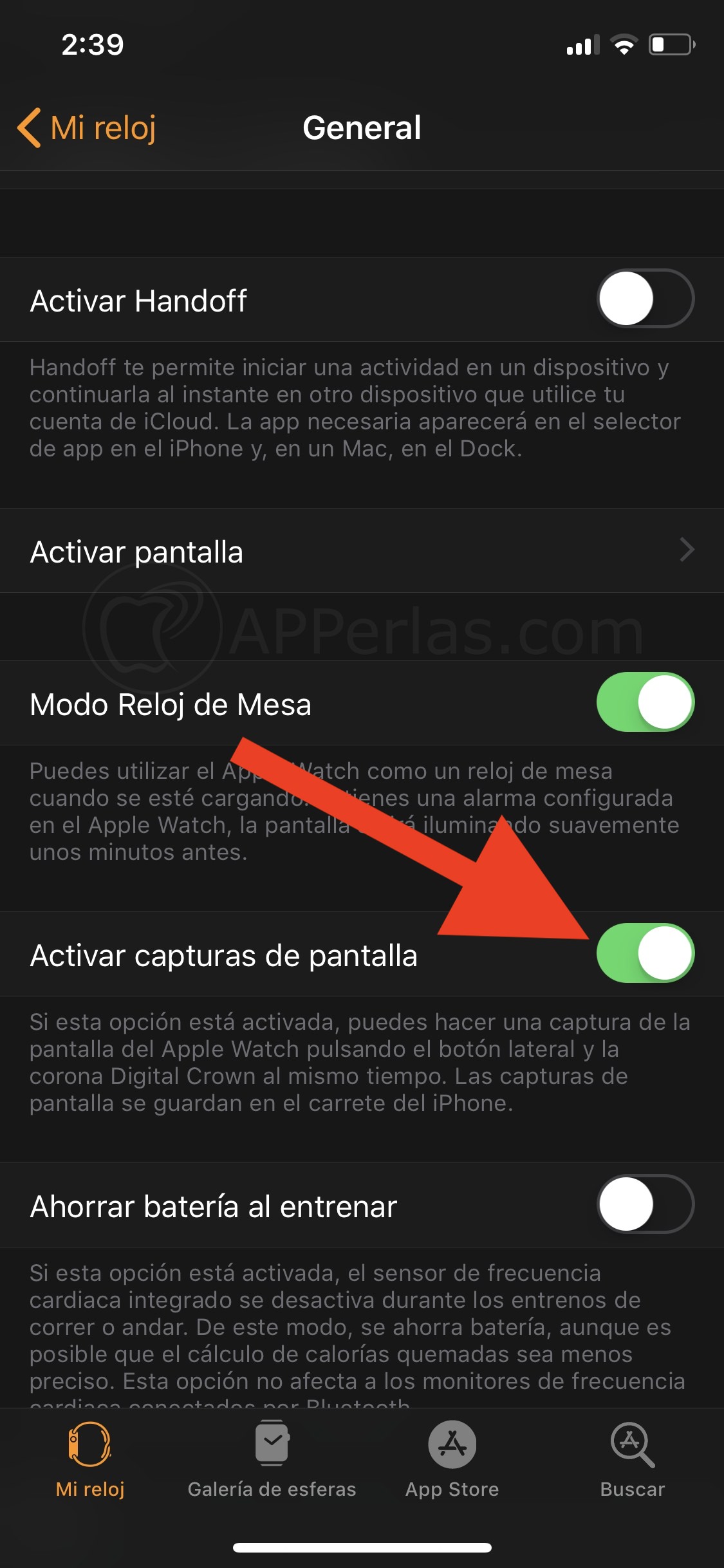Captura de pantalla con el Apple Watch Captura de pantalla con el Apple Watch