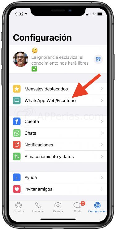 Opción WhatsApp en la app para iOS Opción WhatsApp en la app para iOS