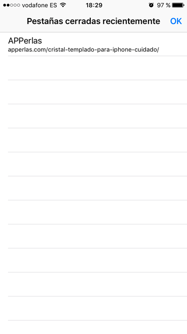 Pestañas cerradas en Safari