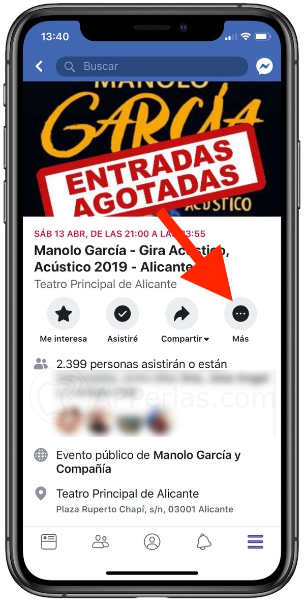 Añade la fecha del evento a tu calendario iOS Añade la fecha del evento a tu calendario iOS
