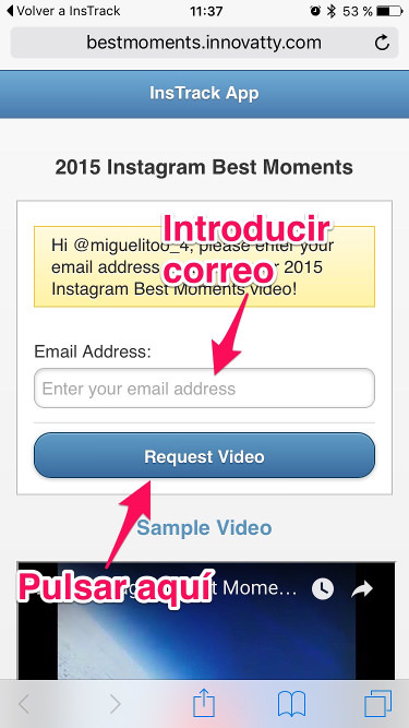 Introducir mail mejores fotos en Instagram 2
