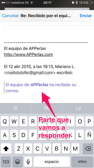 responder mensaje en Mail 2