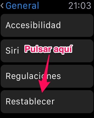 restaurar el Apple Watch 1