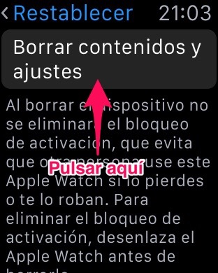 restaurar el Apple Watch 2