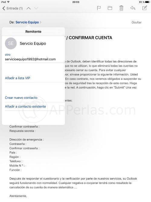 evitar ser estafados por mail