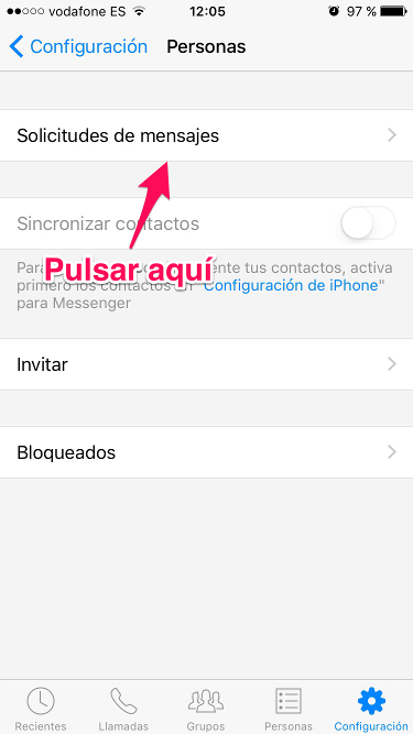 Solicitudes Mensajes de Facebook Messenger 2