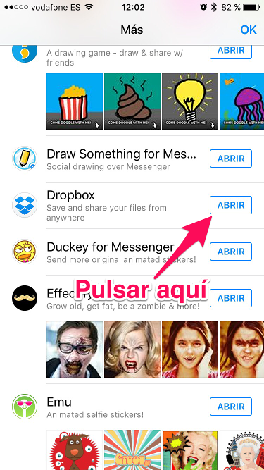 Dropbox con Facebook Messenger 2