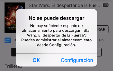 Configuración espacio en iPhone 1