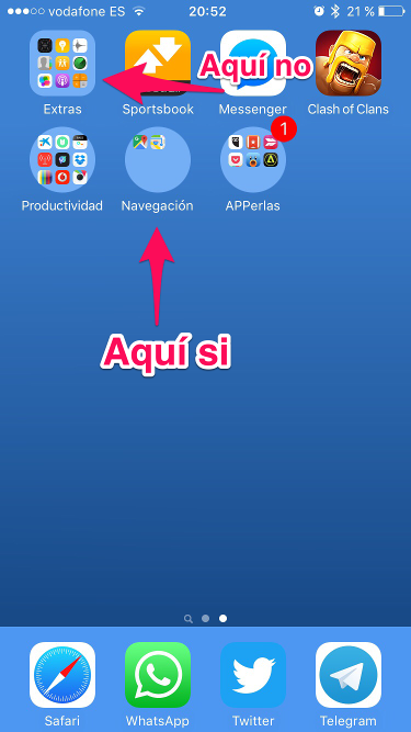 Colocar las carpetas carpetas de iOS 3