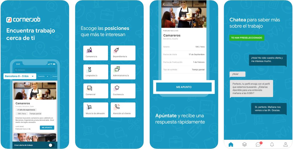 Encuentra empleo con la app Cornerjob