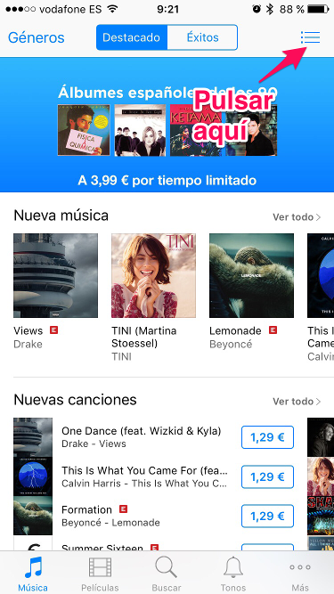 Menú canciones detectadas por Siri 1