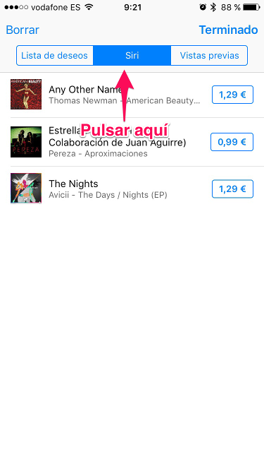 Canciones encontradas canciones detectadas por Siri 2