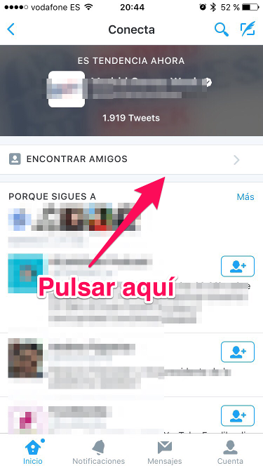 Encontrar amigos amigos en Twitter 2