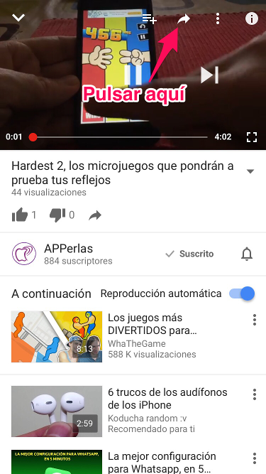 copiar enlace vídeos de Youtube