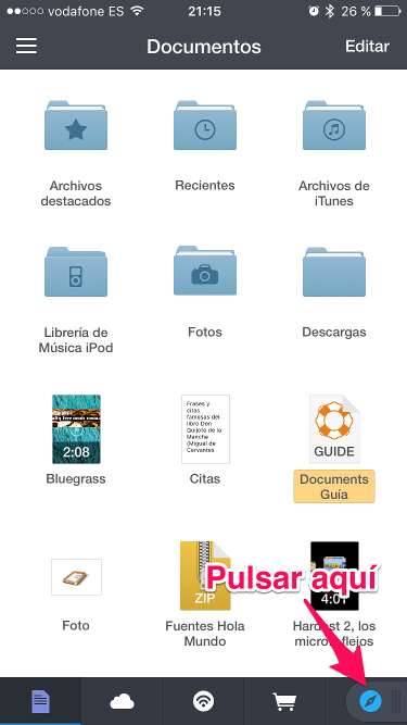 Abrir navegador vídeos de Youtube