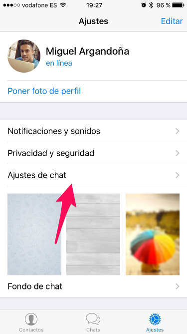 Ajuste de chat caché de Telegram 1