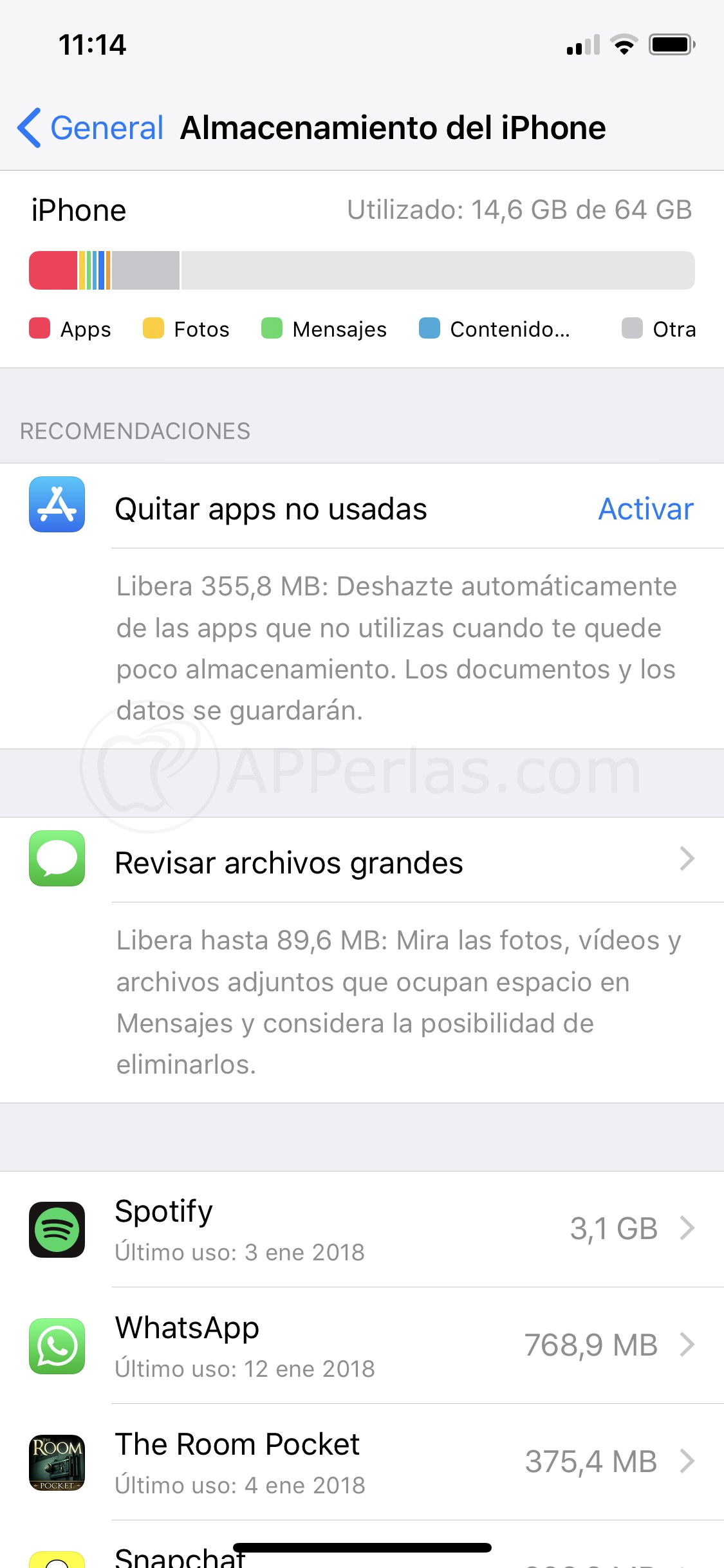 Menú para eliminar una app Menú para eliminar una app