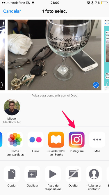 Instagram desde el carrete del iPhone 2