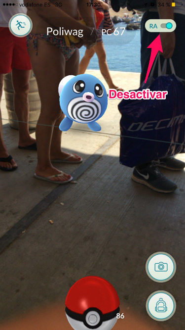 Desactivar RA batería en Pokémon 1