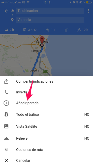Añadir parada ruta con Google Maps 2