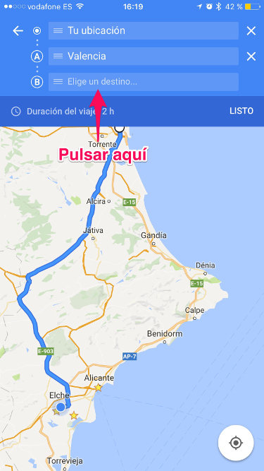 Elegir destino ruta con Google Maps 3