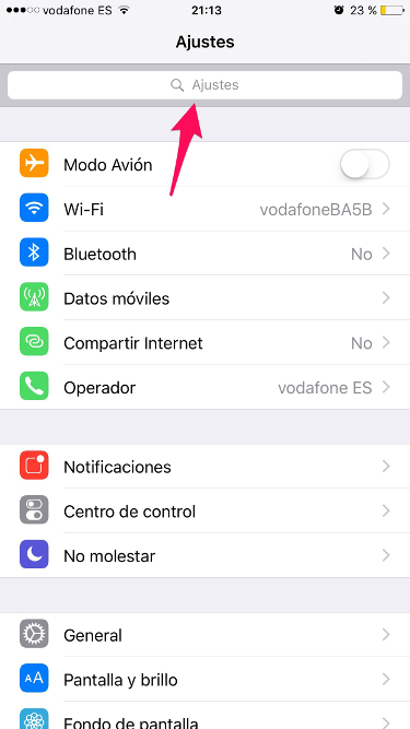 Buscador buscador de los ajustes 1