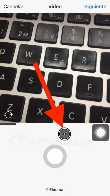 Círculo que permite grabar vídeos Instagram sin usar los dedos